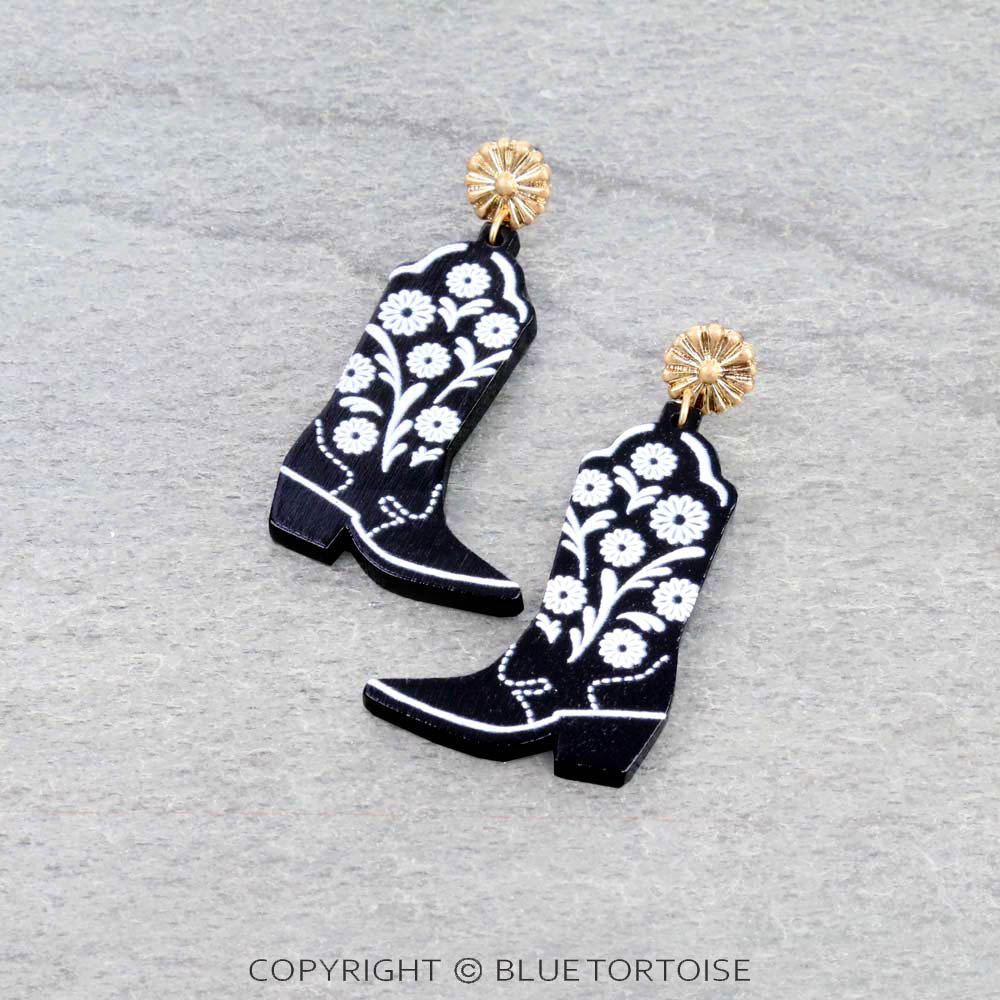 2.1" Wooden Boot Stud Earrings