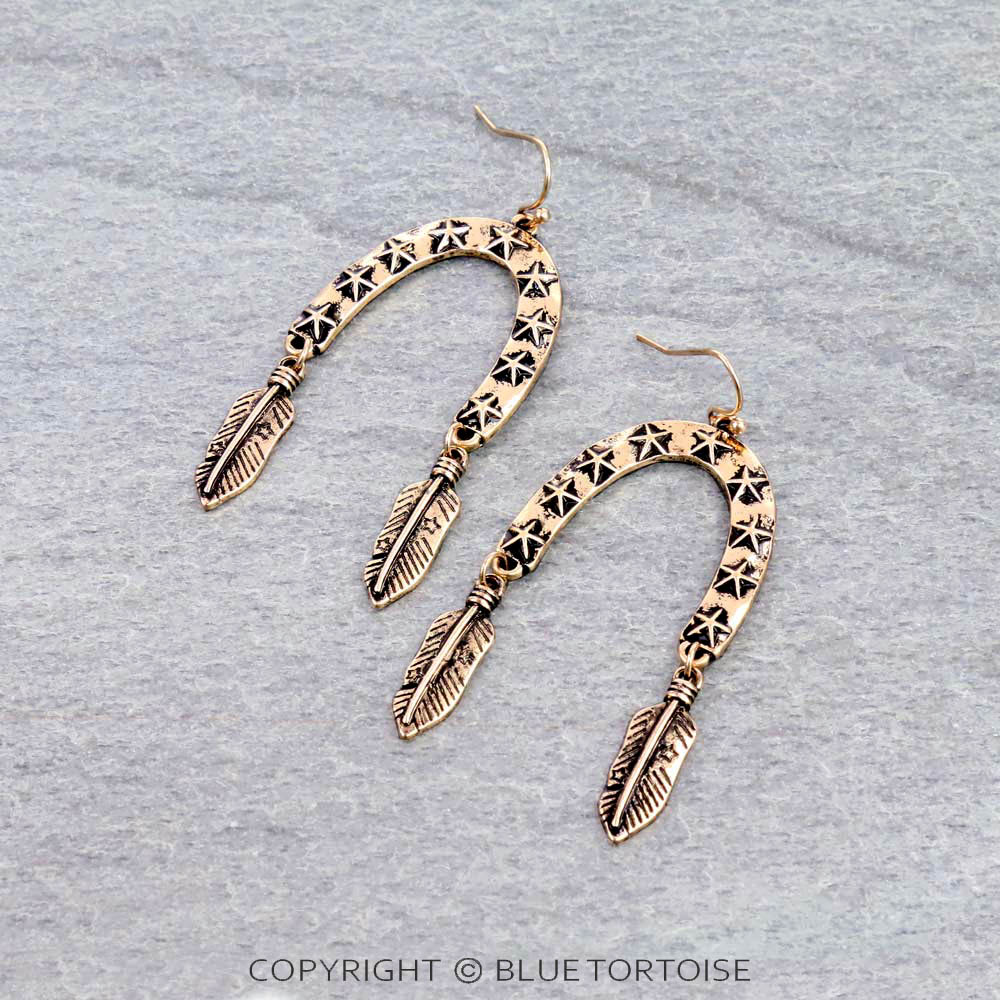 2" Western Metal Arch Dangle Earrings
