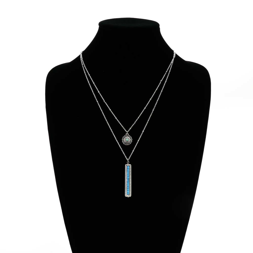 Western Seed Bead Bar with Concho Layered Necklace - Image 2