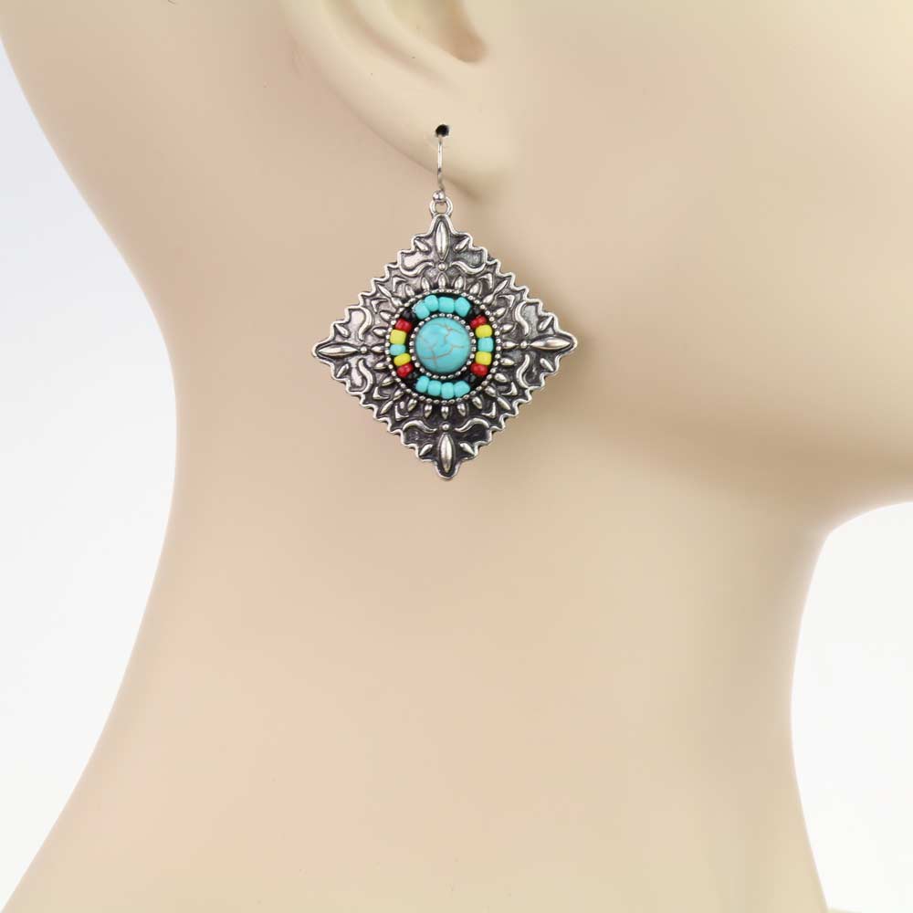 Western Design Stone Dangle Earrings - Image 2