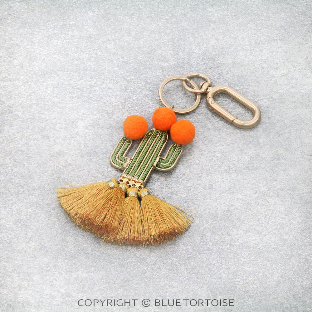 6.5" Cactus with Tassel Keychain