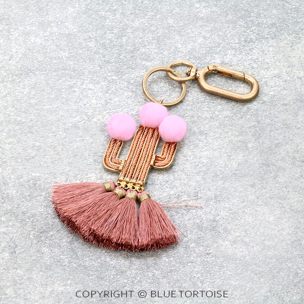 6.5" Cactus with Tassel Keychain