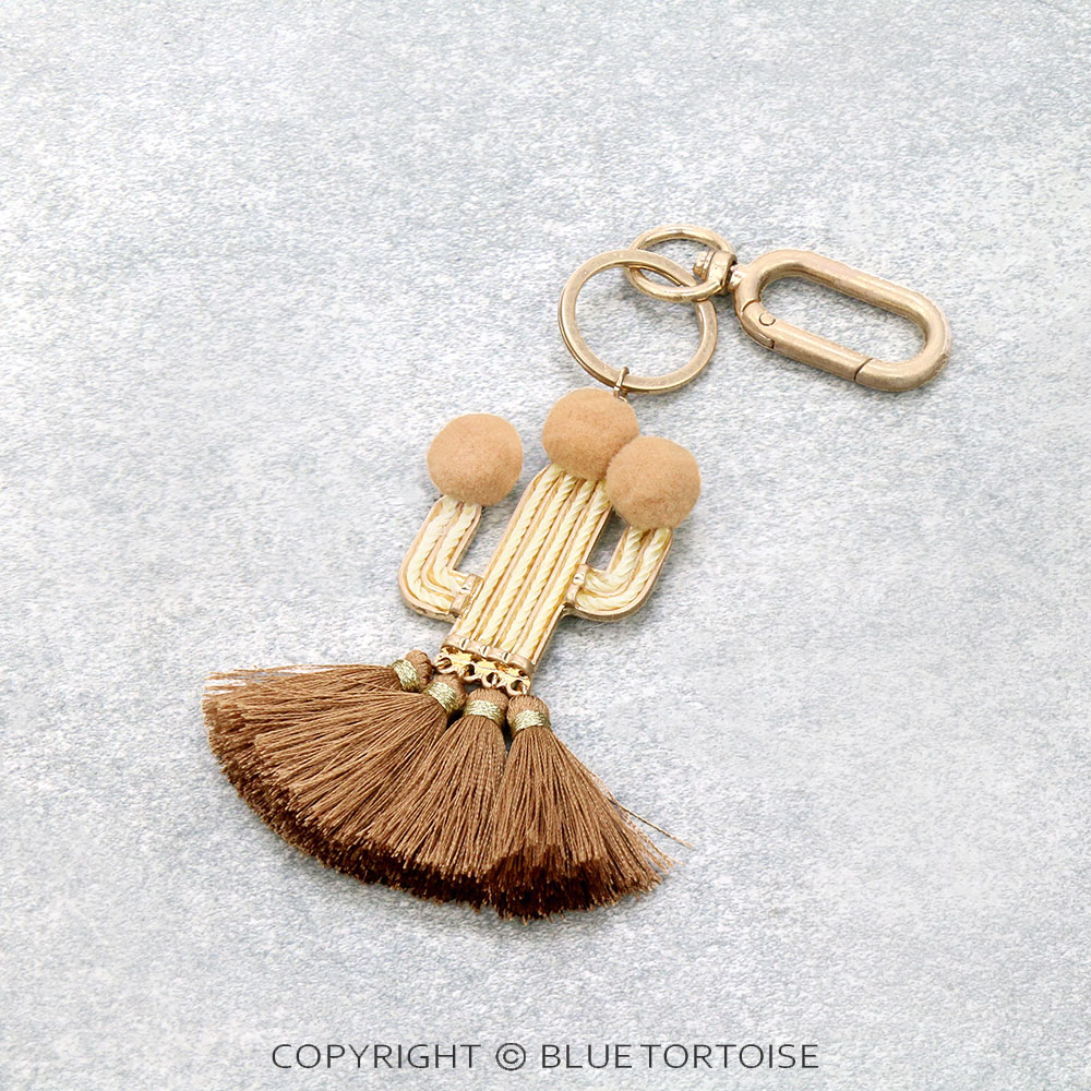 6.5" Cactus with Tassel Keychain