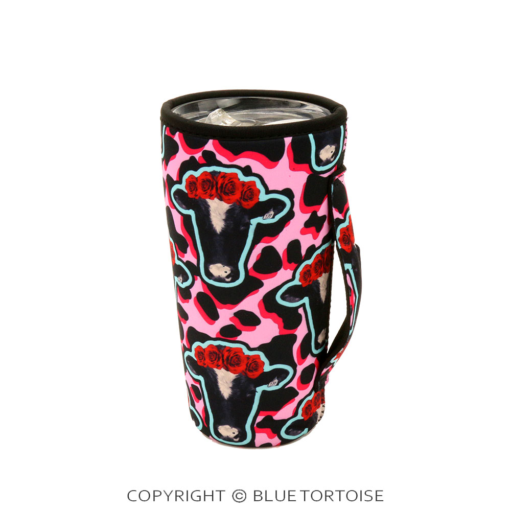 Floral Cow Head Tumbler Drink Sleeve/Cooler