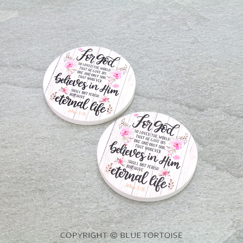 "John 3:16" Absorbent Ceramic Car Coasters