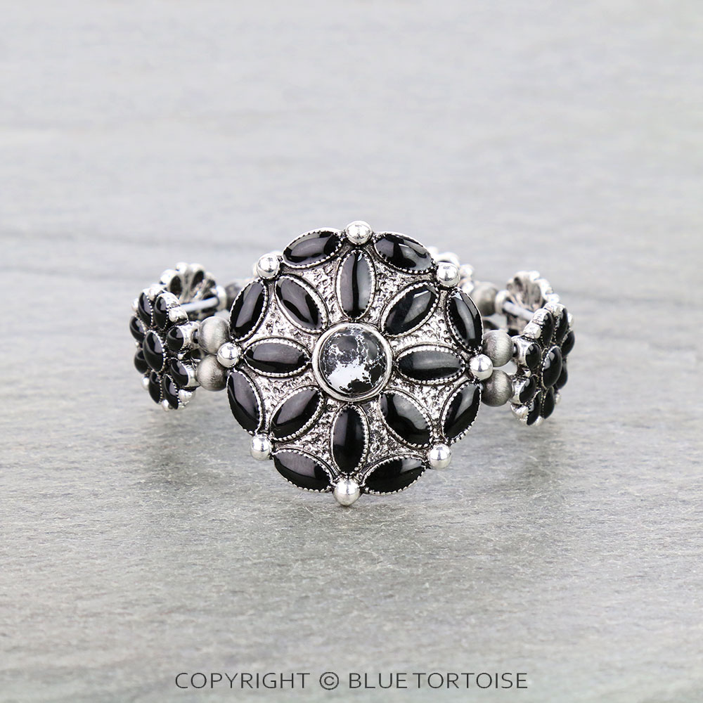 Western Epoxy Concho with Stone Stretch Bracelet