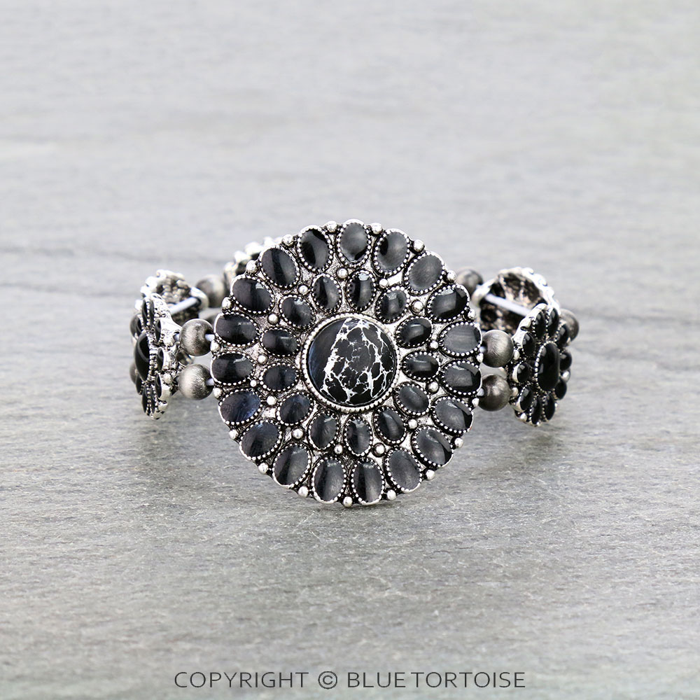 Western Round Stone with Epoxy Stretch Bracelet
