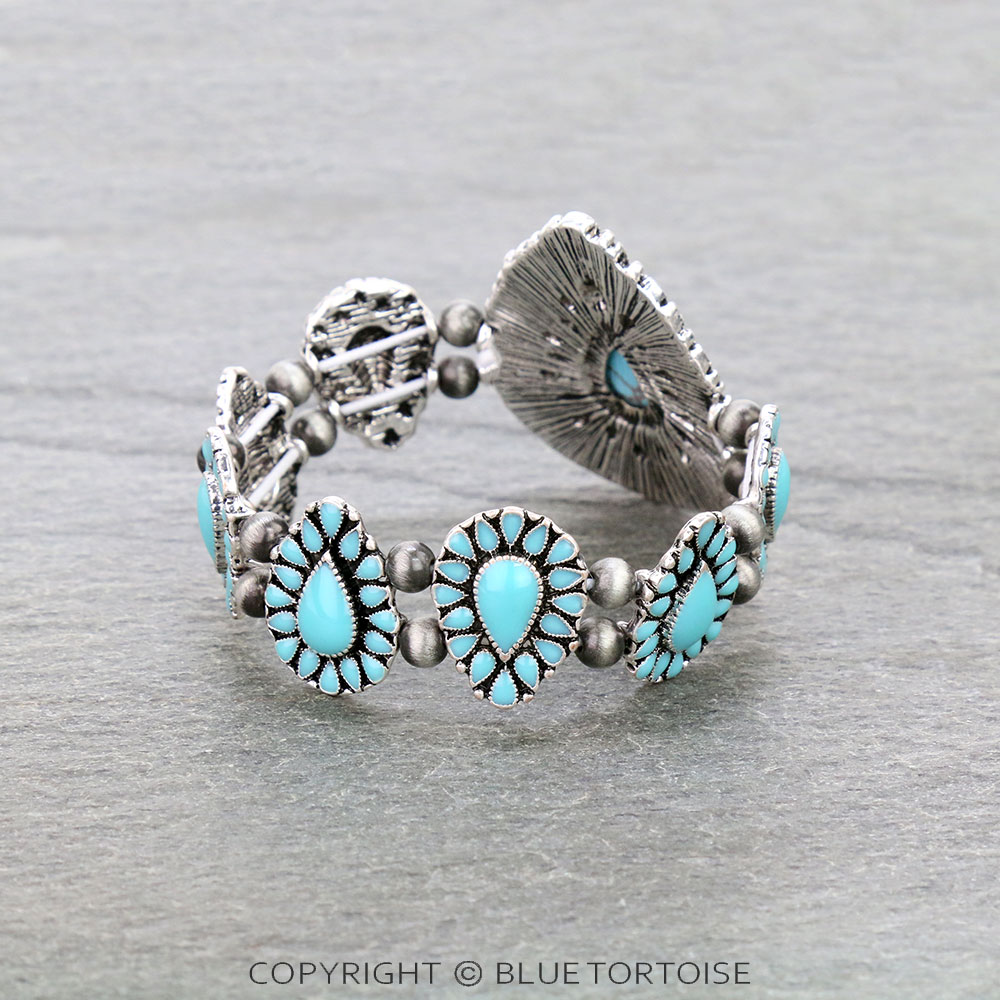 Western Teardrop Stone with Epoxy Stretch Bracelet - Image 3