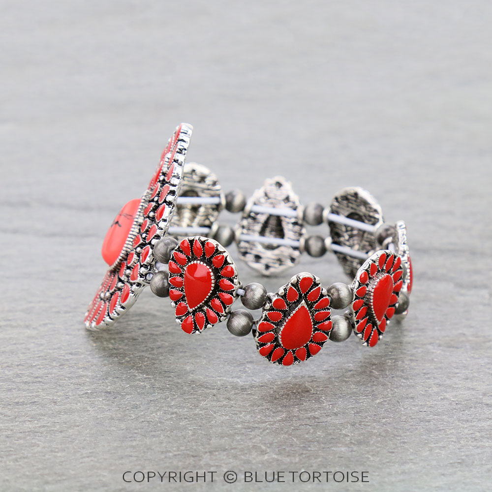 Western Teardrop Stone with Epoxy Stretch Bracelet - Image 2