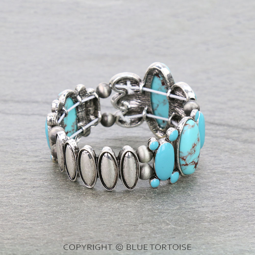 Western Oval Stone with Epoxy Stretch Bracelet - Image 3