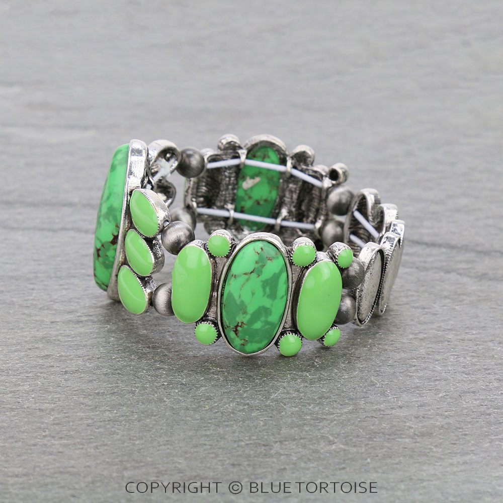Western Oval Stone with Epoxy Stretch Bracelet - Image 2