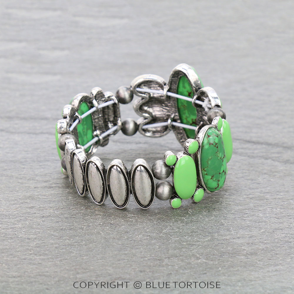 Western Oval Stone with Epoxy Stretch Bracelet - Image 3