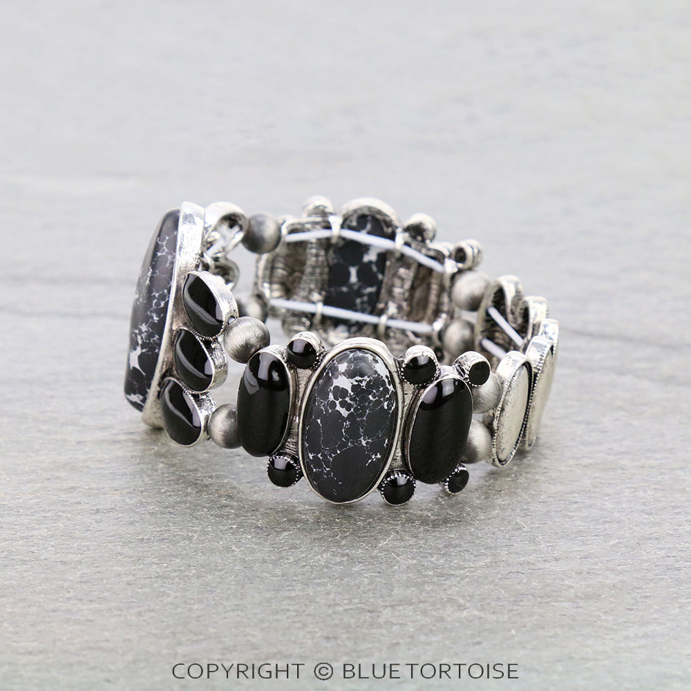 Western Oval Stone with Epoxy Stretch Bracelet - Image 2