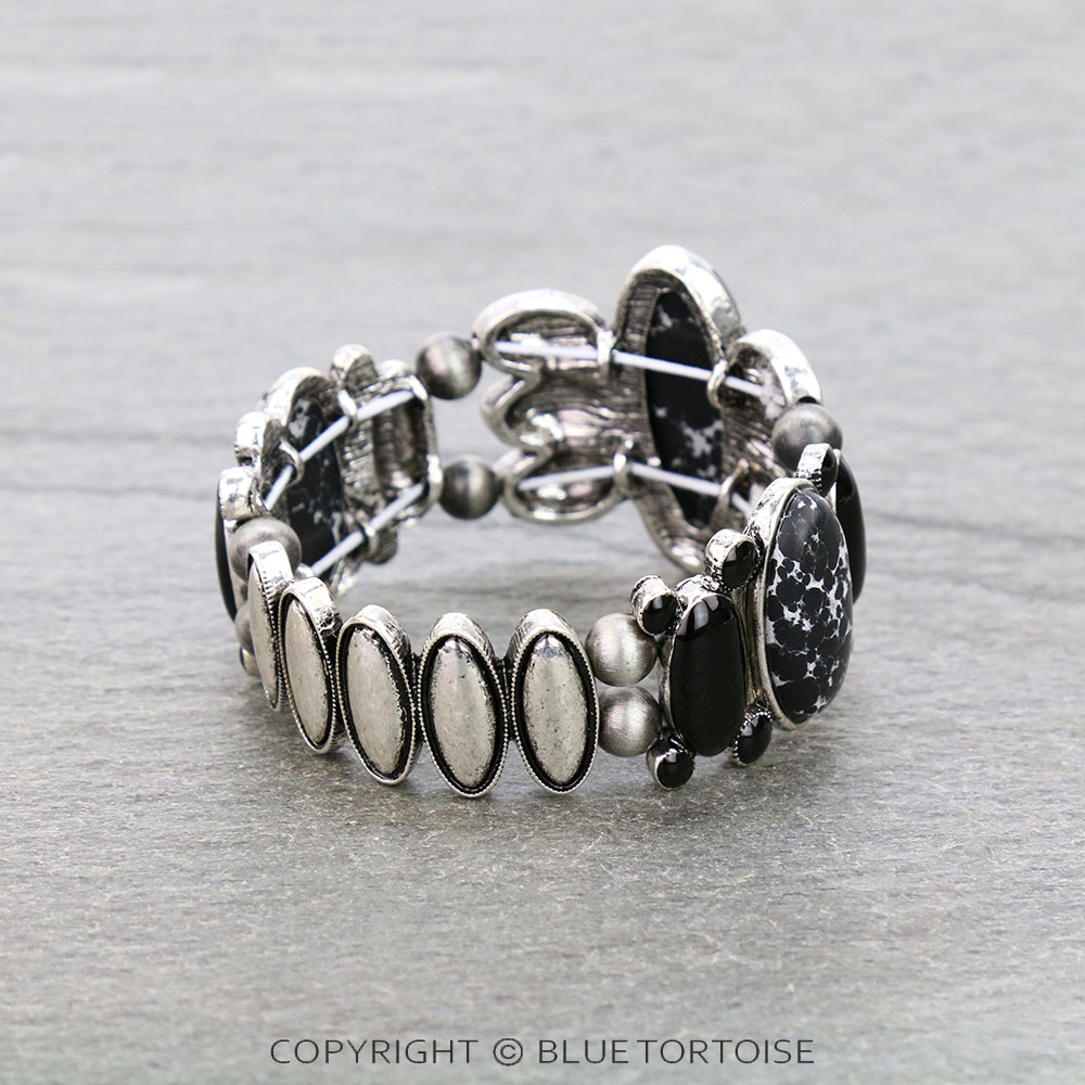 Western Oval Stone with Epoxy Stretch Bracelet - Image 3