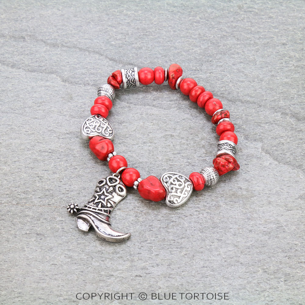 Western Boot Stone Stretch Bracelet