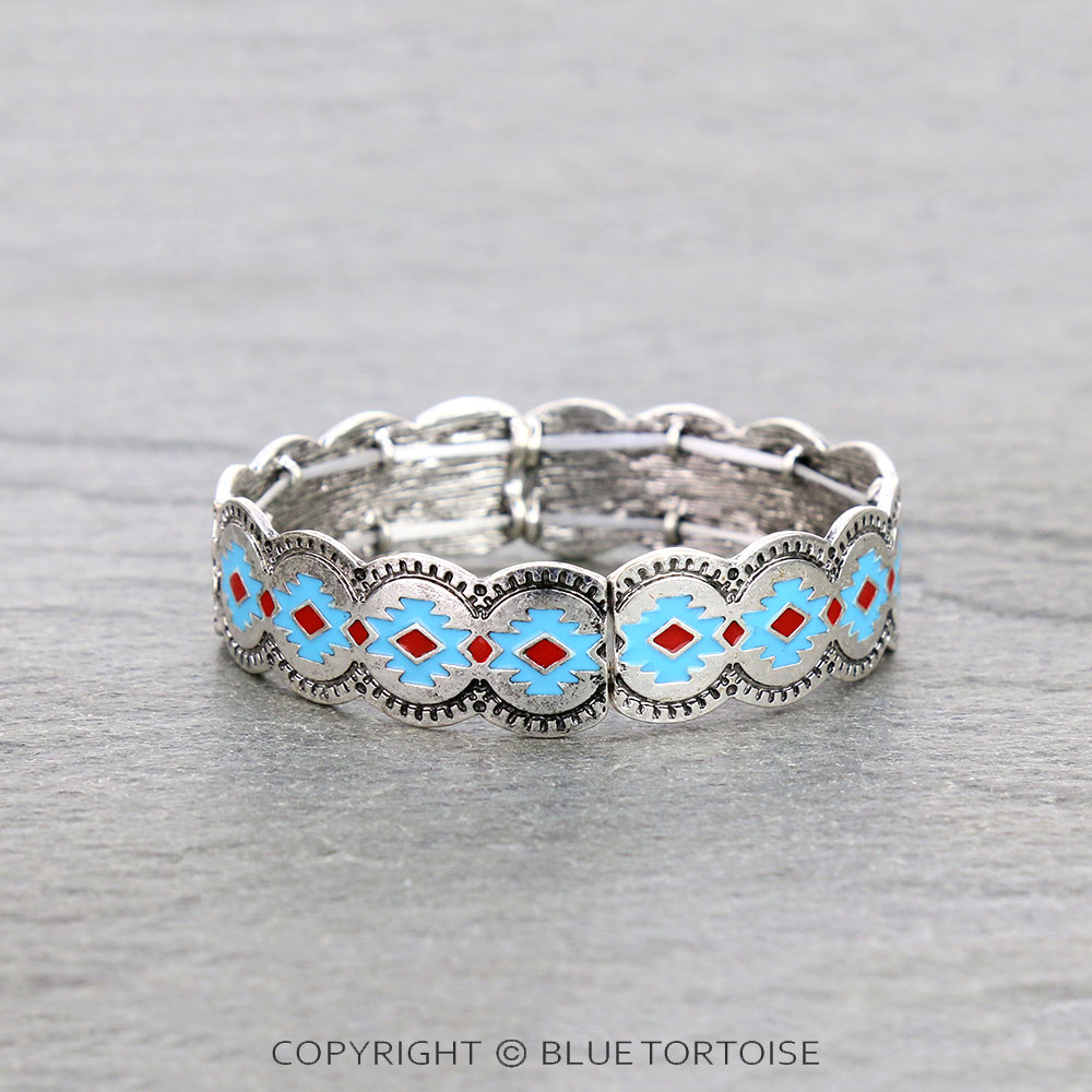 Western Aztec with Epoxy Double Stretch Bracelet