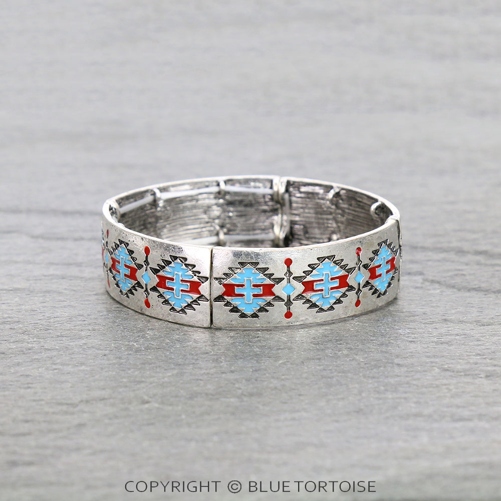 Western Aztec with Epoxy Double Stretch Bracelet