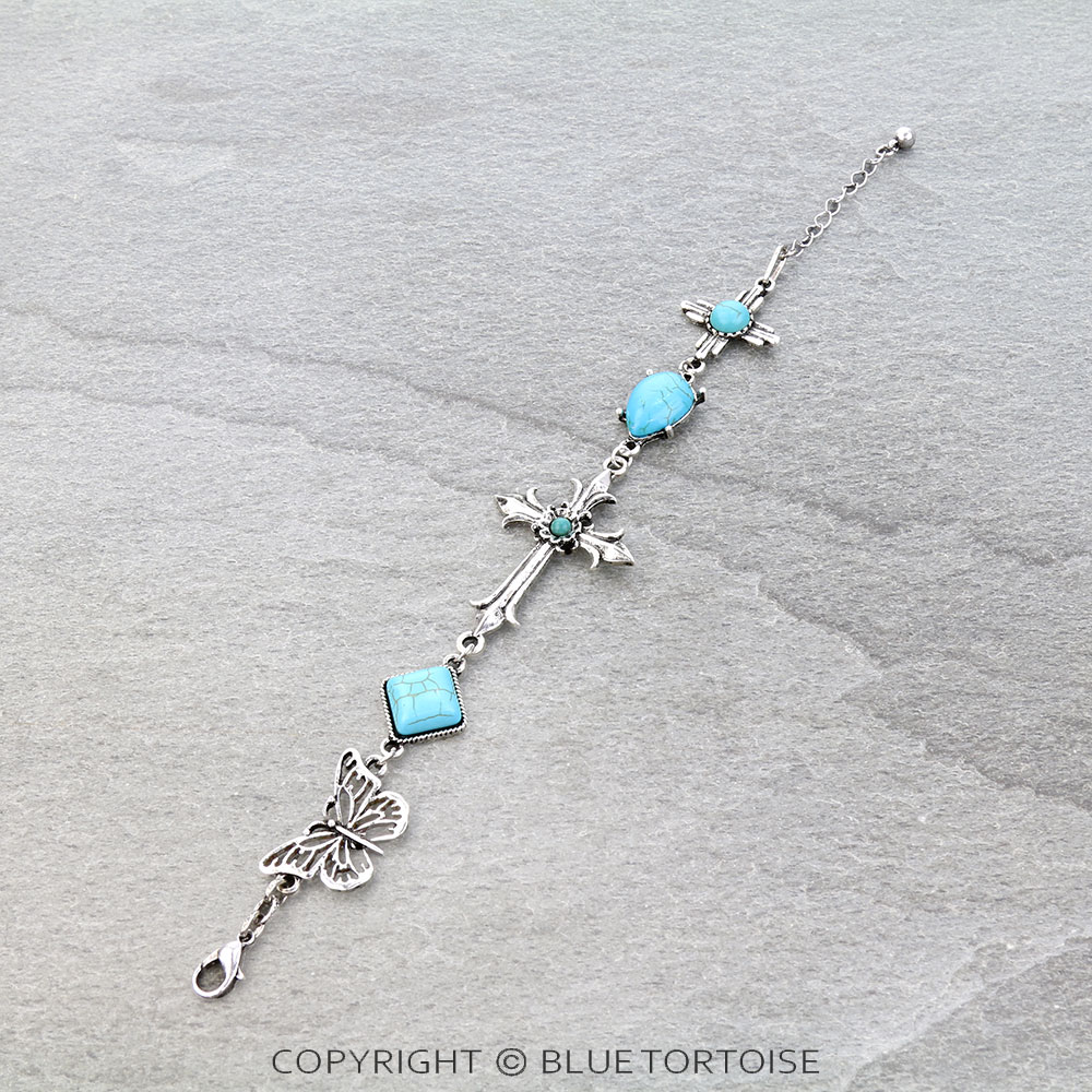 Western Cross Charm Link Bracelet - Image 2