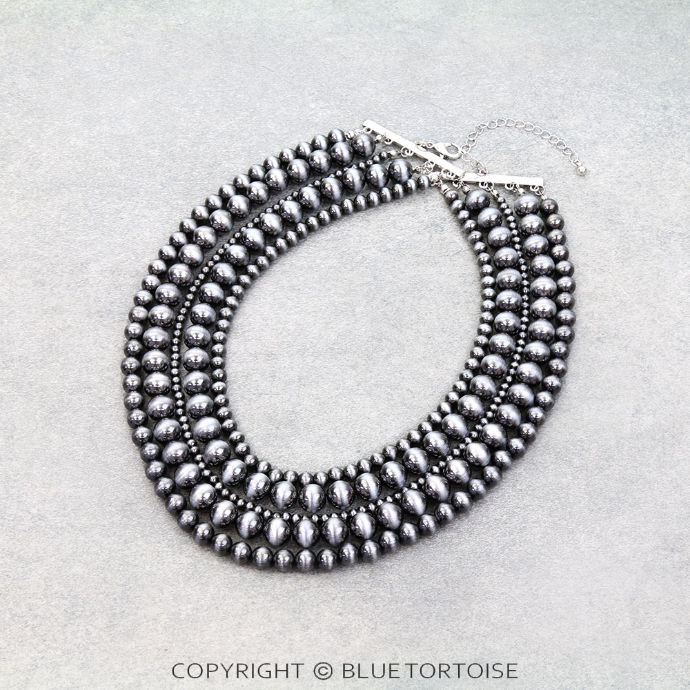 5 Layered Navajo Style Pearl Necklace