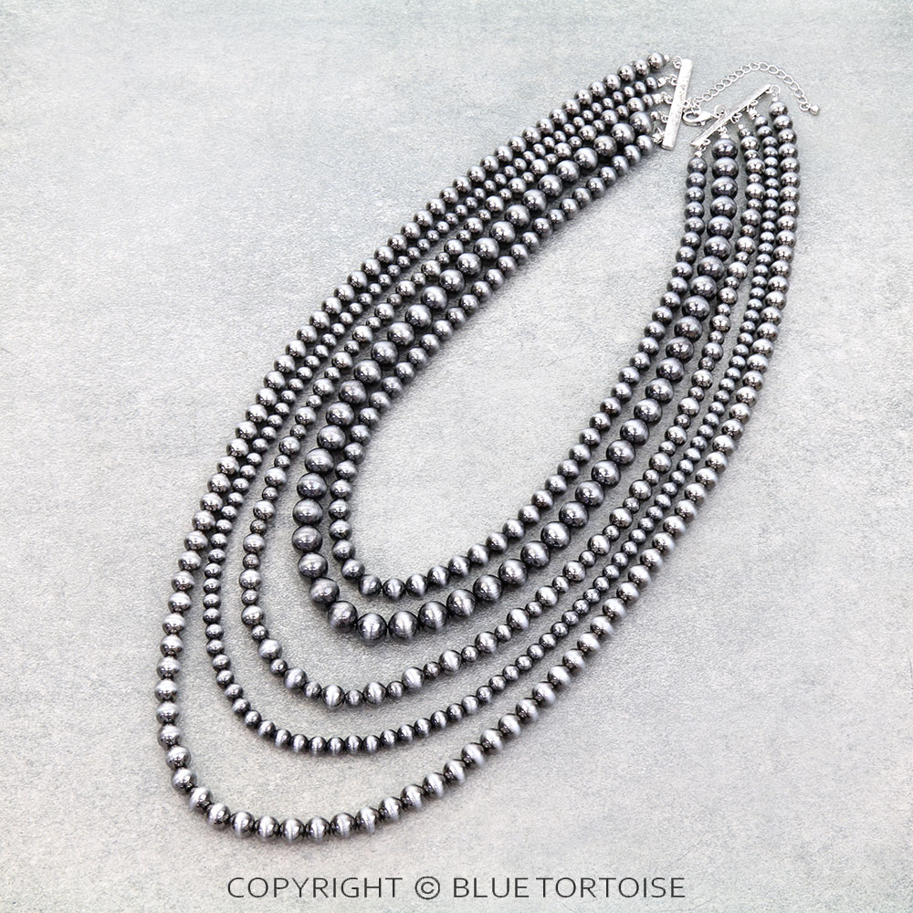 5 Layered Navajo Style Pearl Necklace