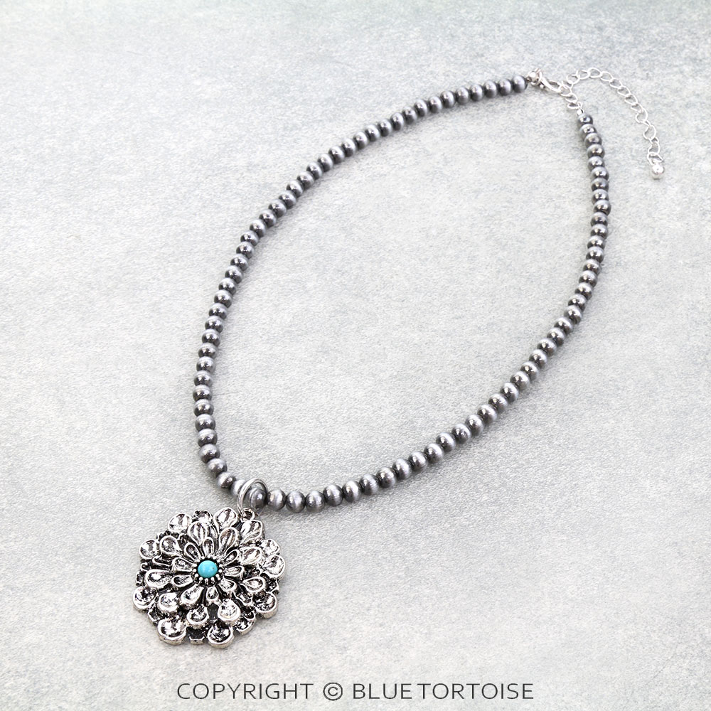 Flower TXR Pendant Necklace