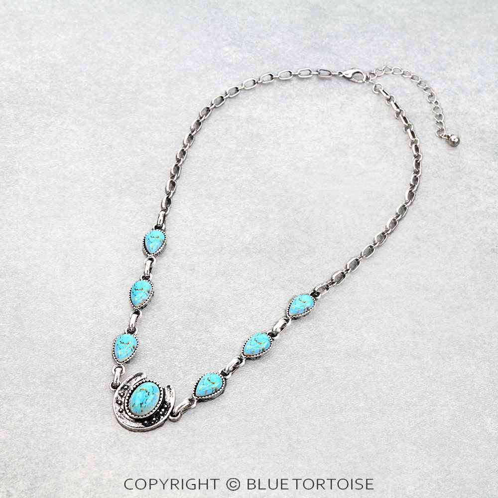 Western Horse Groove Stone Necklace