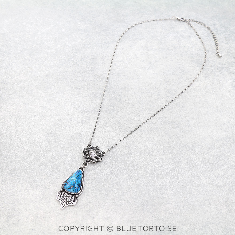 Western Boot Stitch Stone Necklace
