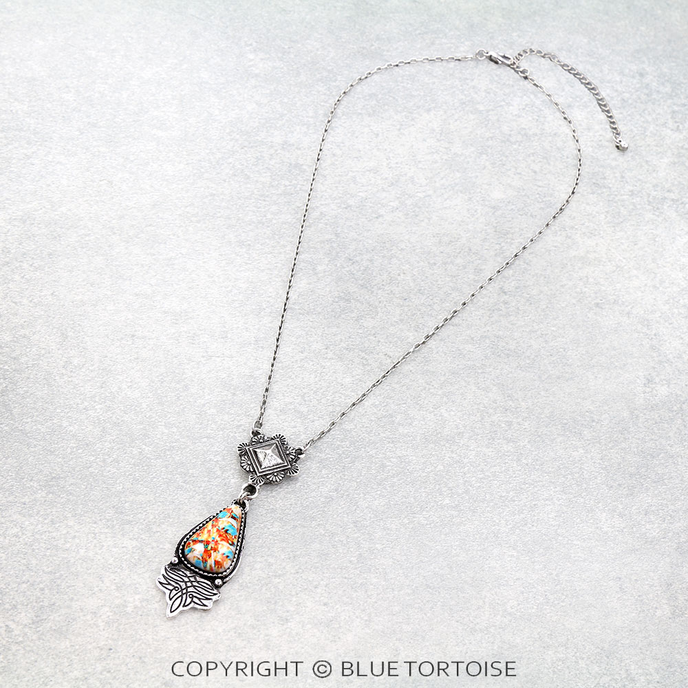 Western Boot Stitch Stone Necklace