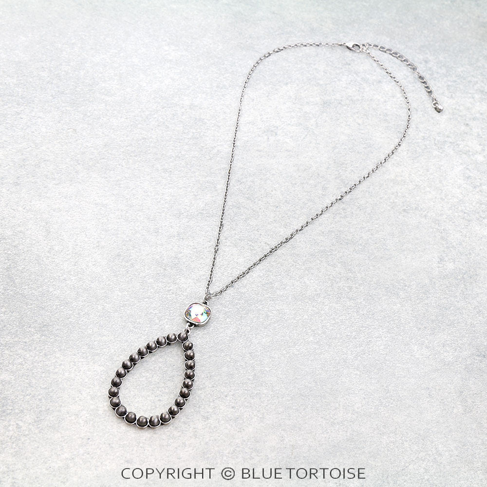 Navajo Style Pearl Teardrop Stone Necklace