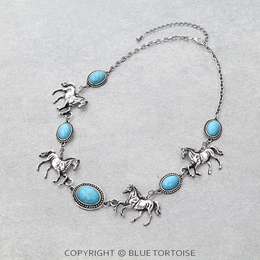 Western Horse Stone Necklace