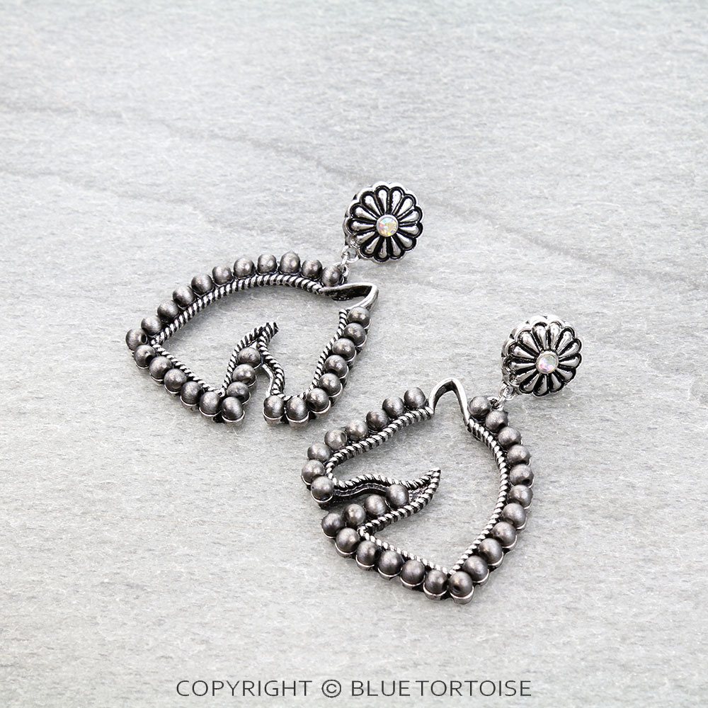 Navajo Style Pearl Horse Concho Stud Earrings