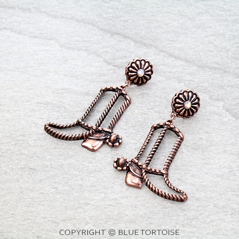 Western Rope TXR Boots Concho Stud Earrings