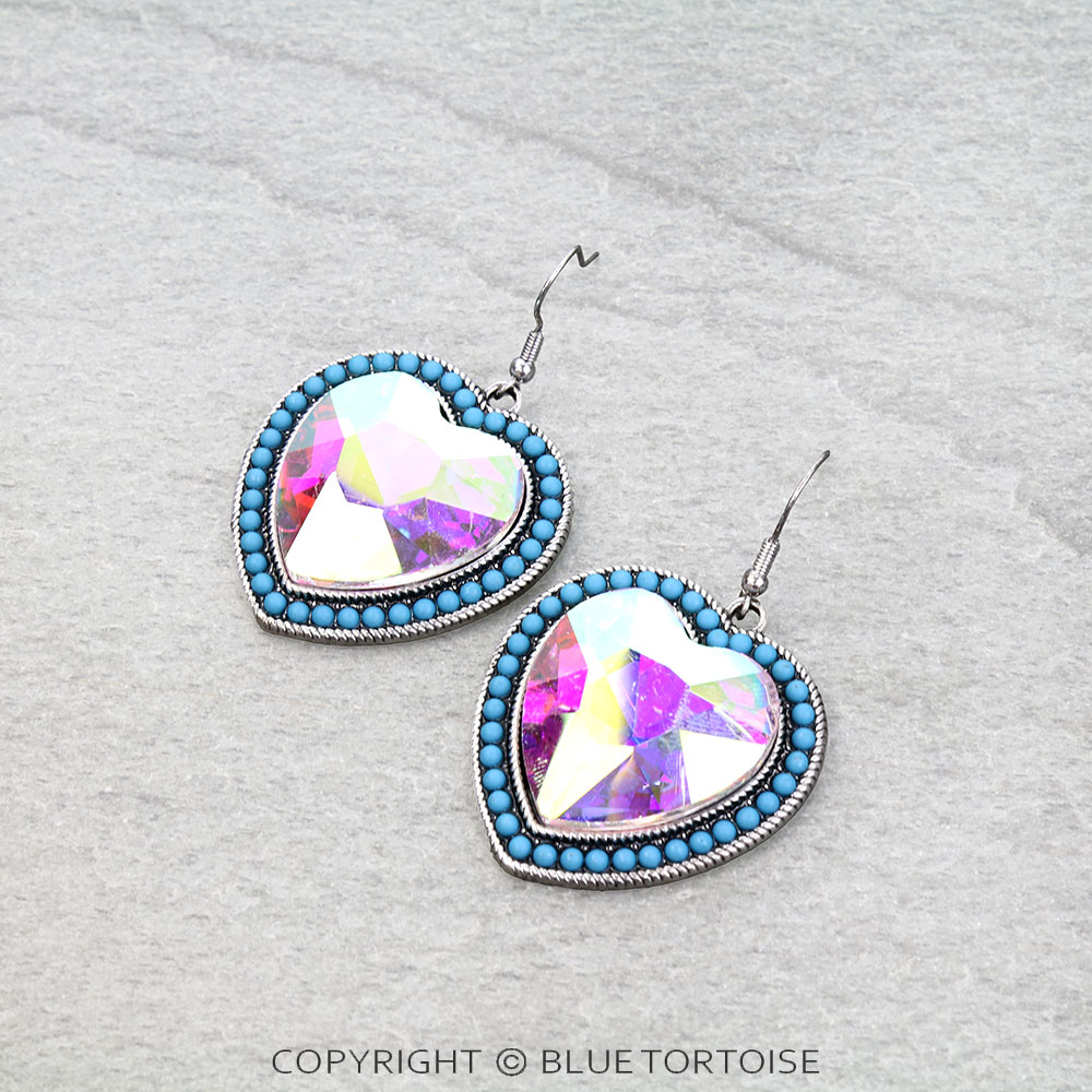 Western Heart Stone Dangle Earrings