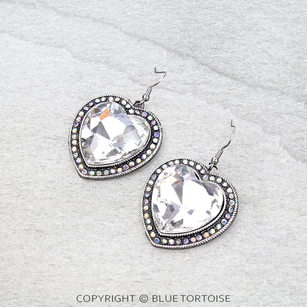 Western Heart Stone Dangle Earrings