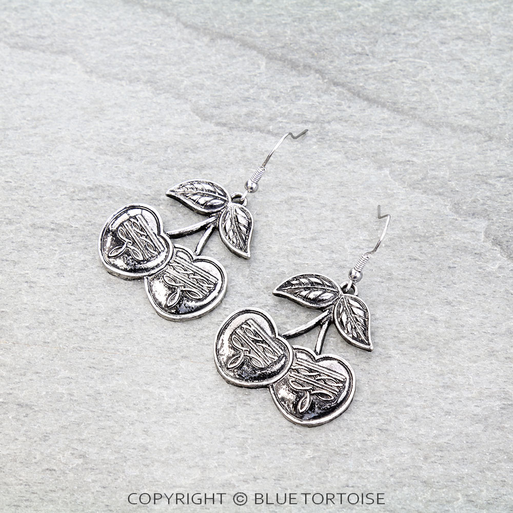 Western Boot Stitch Cherry Dangle Earrings