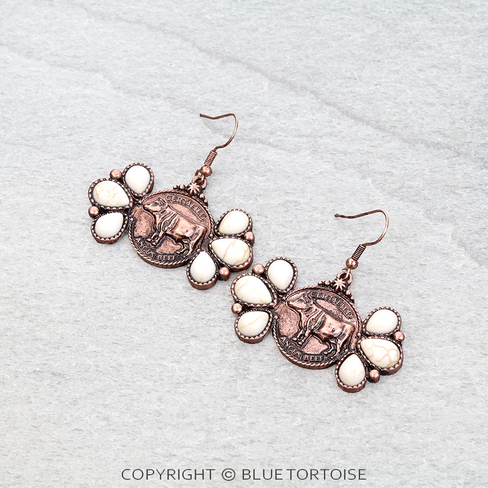 Western Certified Angus Beef Stone Dangle Earrings
