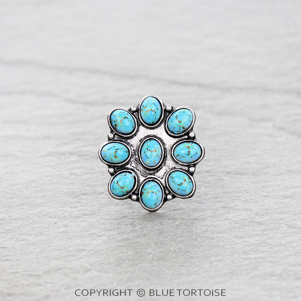 Western Concho Stone Cuff Ring
