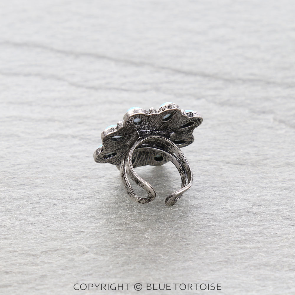 Western Concho Stone Cuff Ring - Image 2