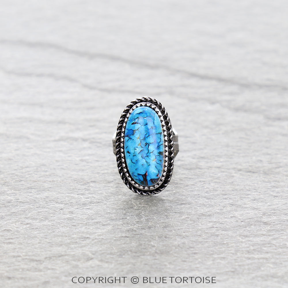 Western Oval Stone Cuff Ring