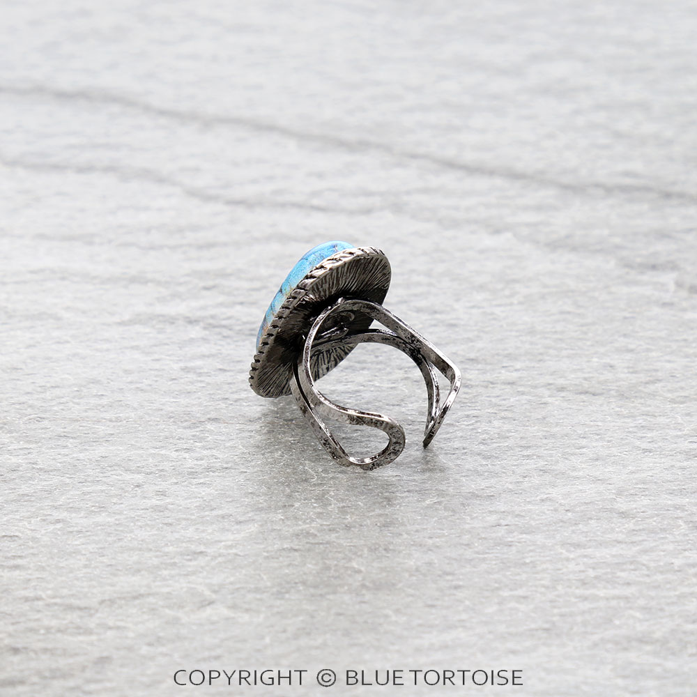 Western Oval Stone Cuff Ring - Image 2