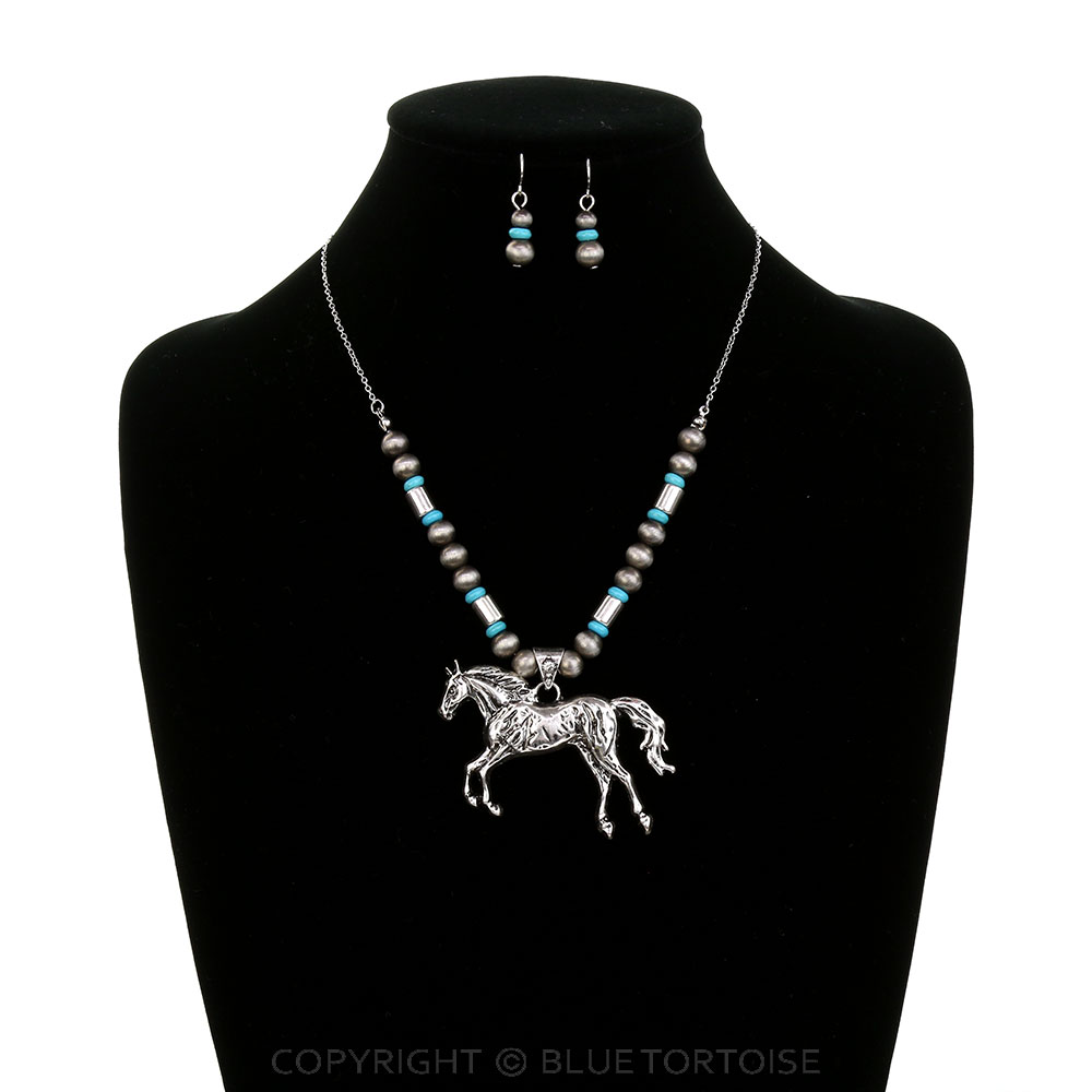 Western Horse Pendant Necklace Set - Image 2