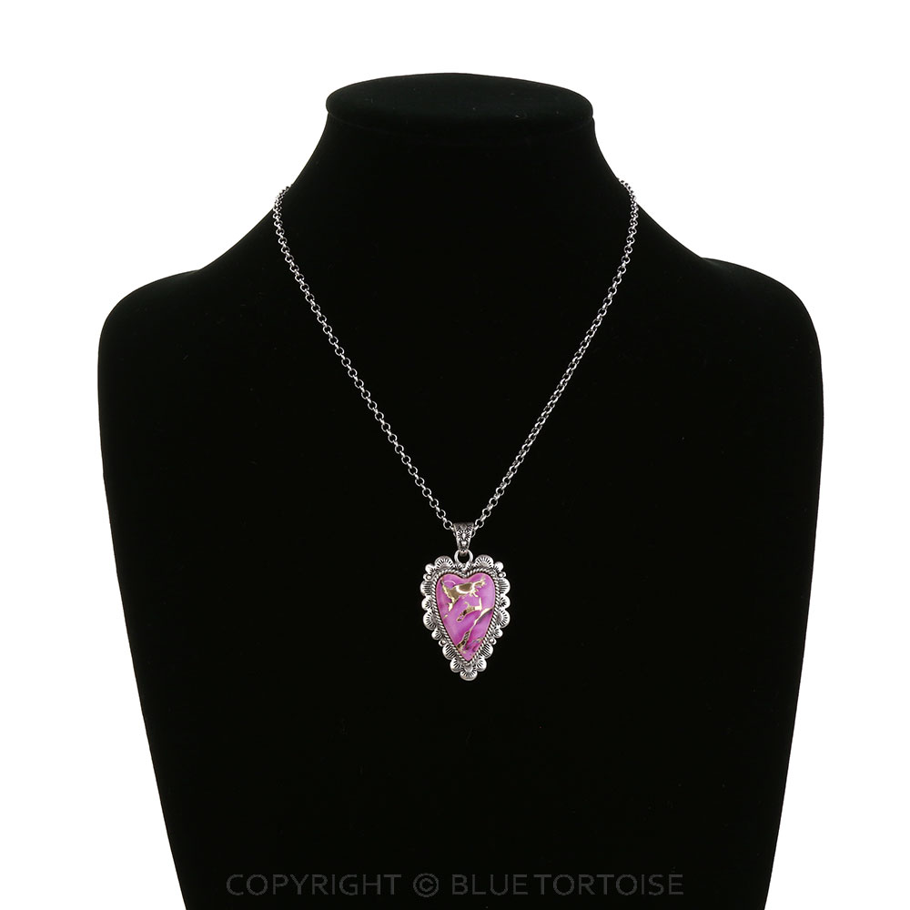 Western Heart Print w/ Stone Necklace - Image 2