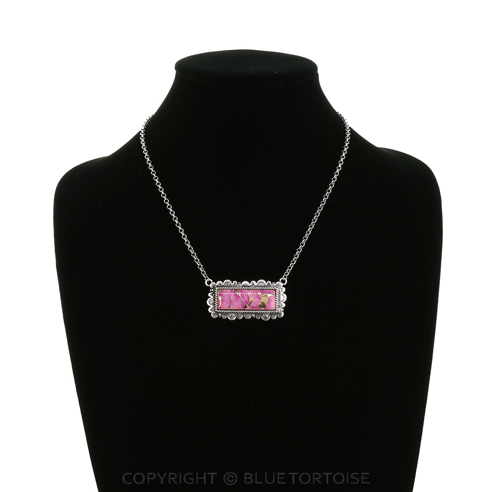 Western Bar Print w/ Stone Necklace - Image 2
