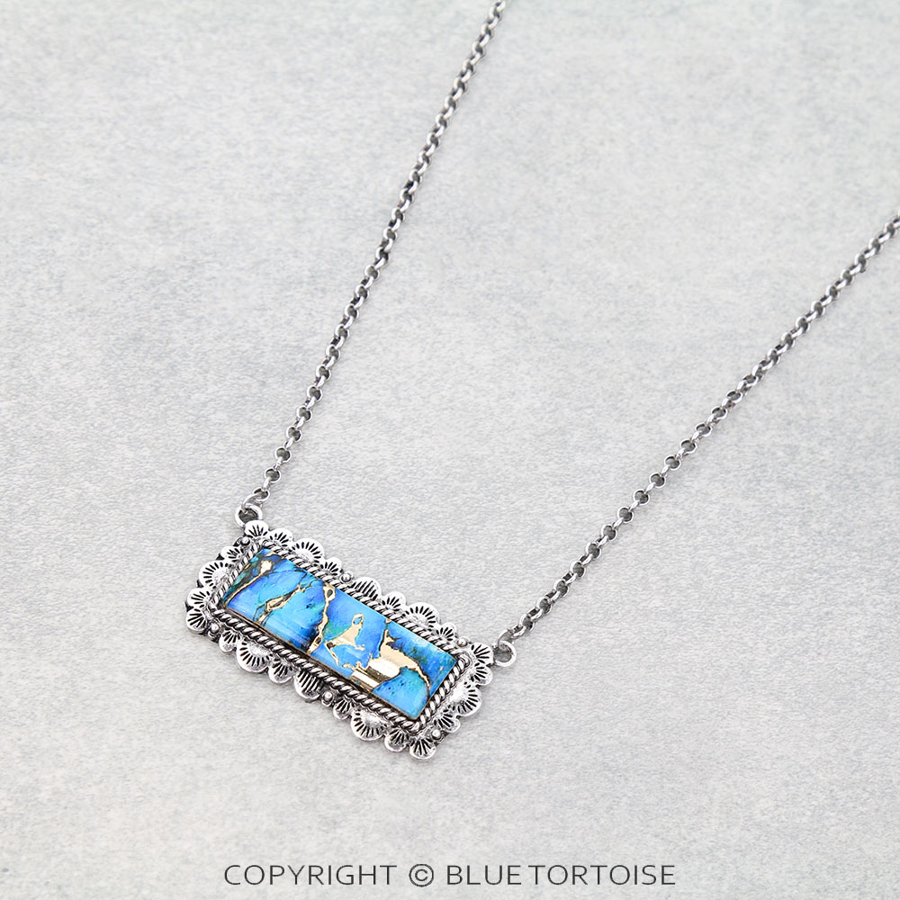 Western Bar Print w/ Stone Necklace - Image 3