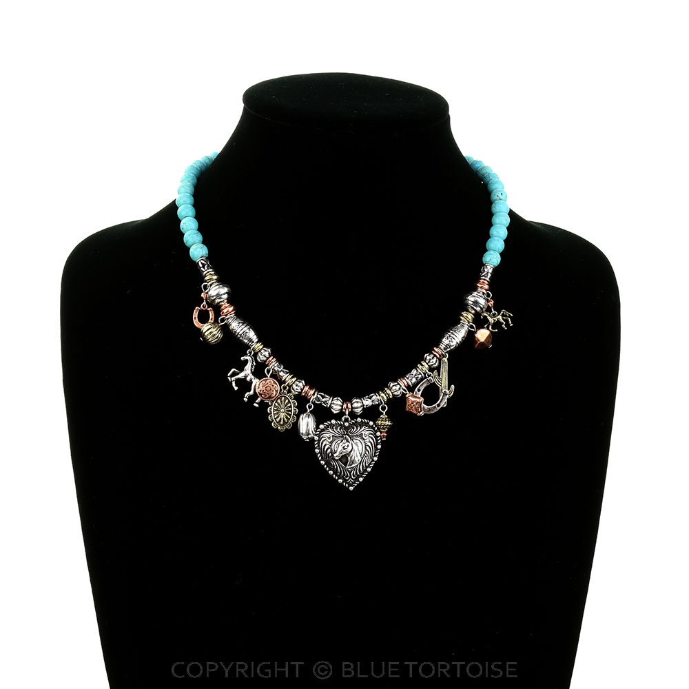 Western TXR Heart Horse & Multi Charms Necklace - Image 2