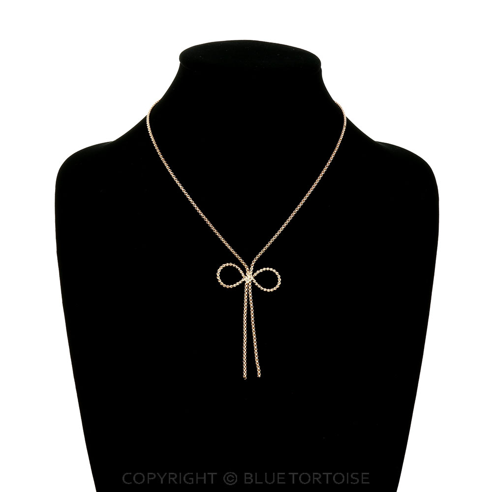 Bow metal Link Lariat Style Necklace - Image 2
