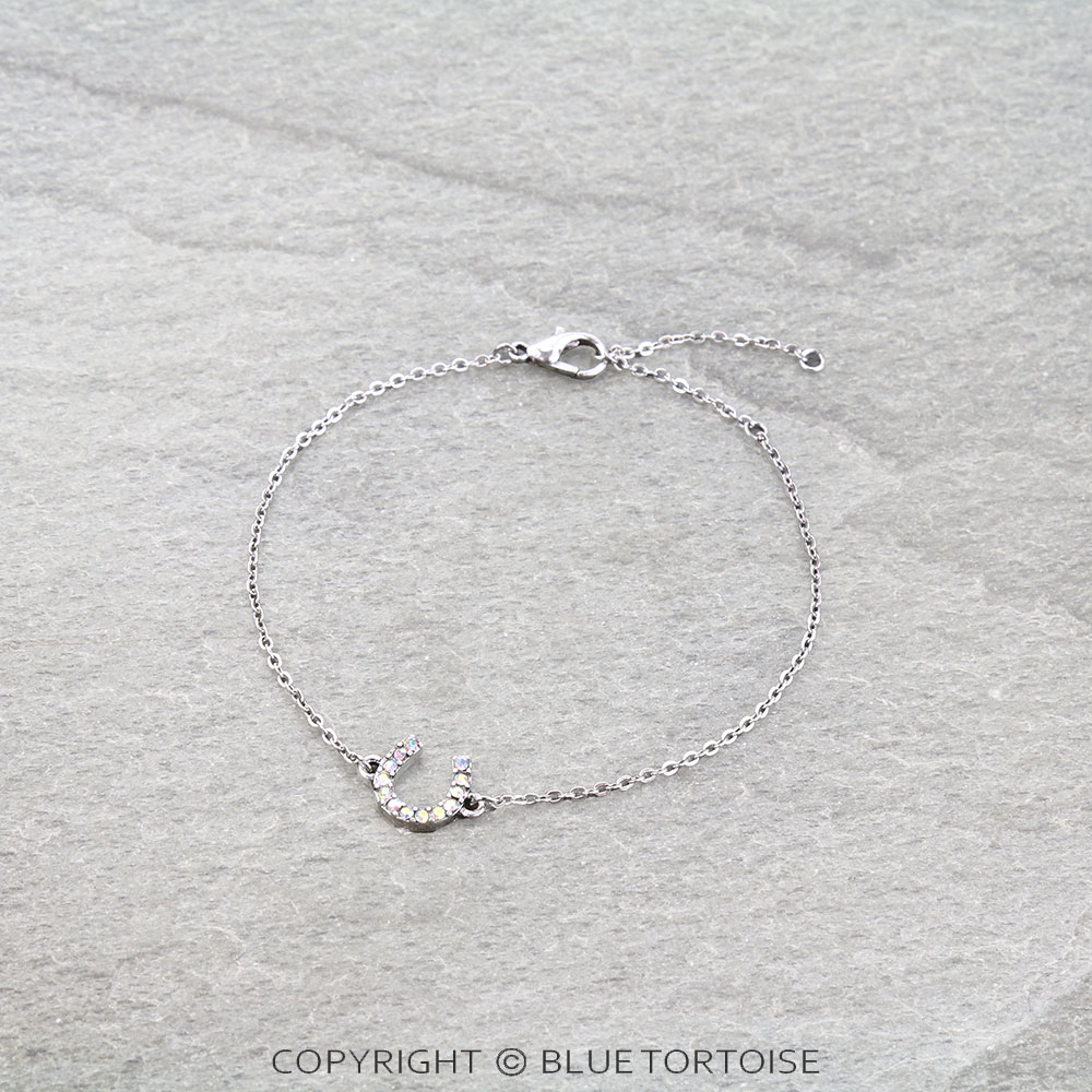 Pave Stone Horseshoe Link Bracelet