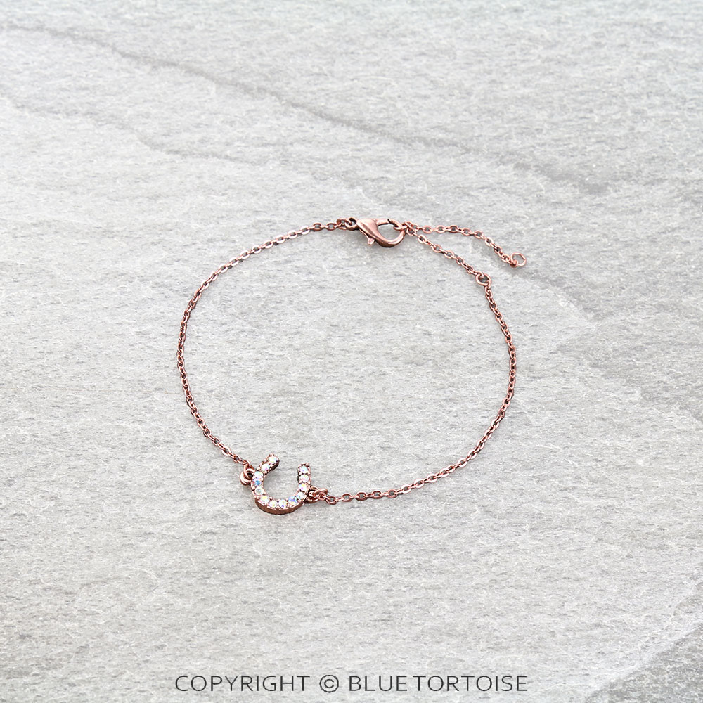 Pave Stone Horseshoe Link Bracelet