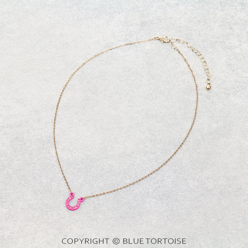 Pave Stone Horseshoe Necklace