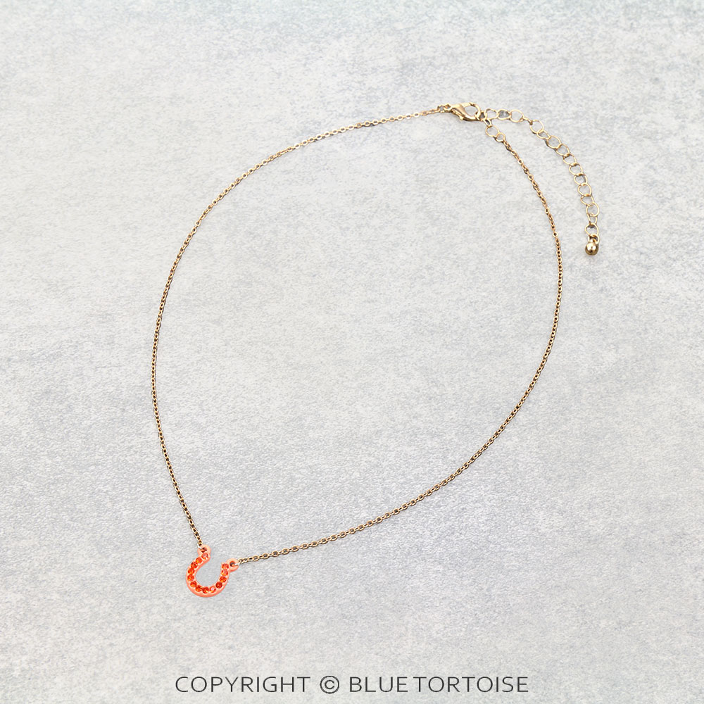 Pave Stone Horseshoe Necklace